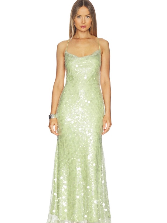 Delfi Dresses & Skirts - Sequin Backless Slip Maxi Dress in Light Green
